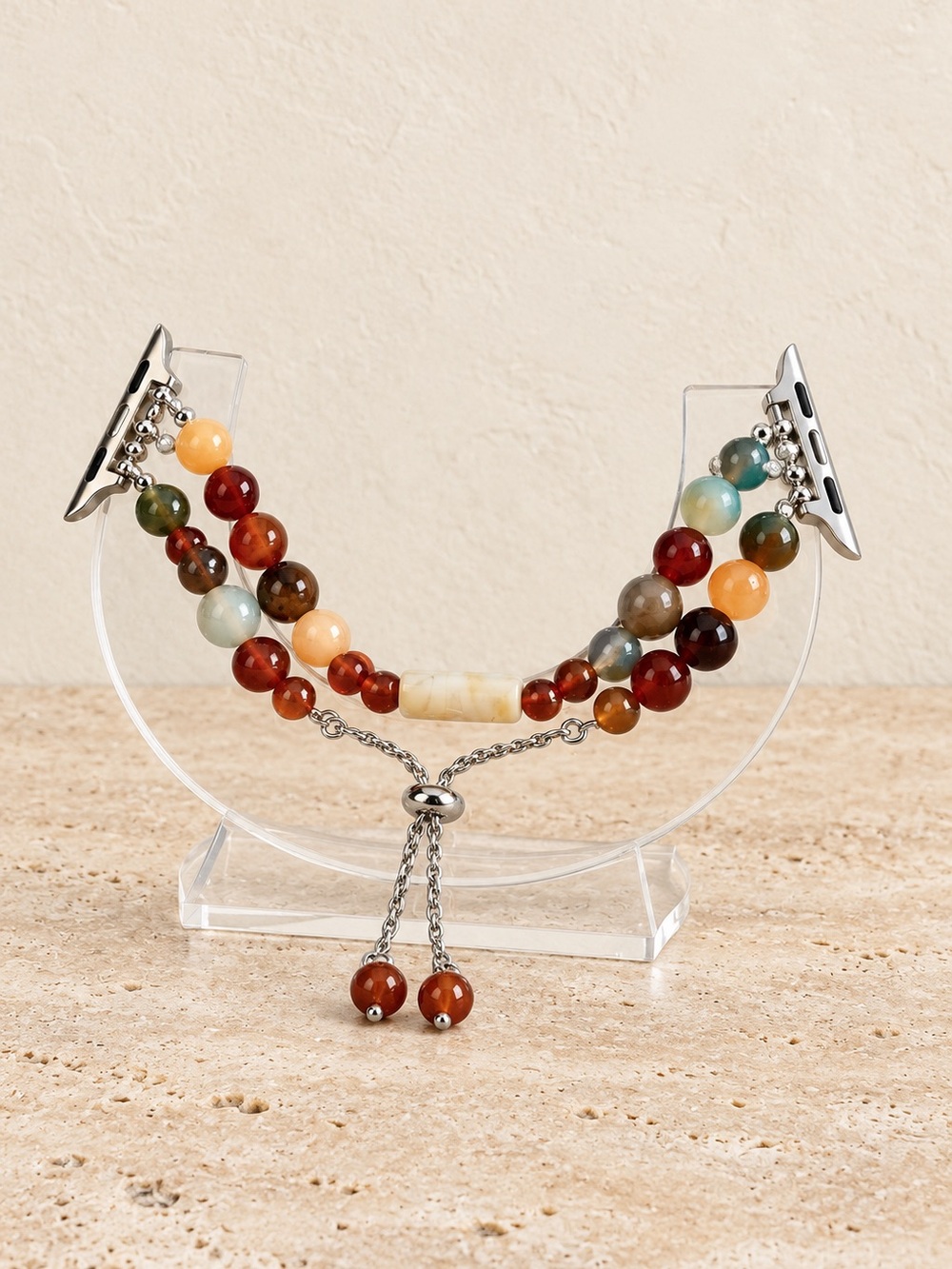 Beaded Multi-Color Agate Stretch Bracelet for Apple Watch